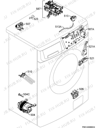 Взрыв-схема стиральной машины Electrolux RWP105205W - Схема узла Electrical equipment 268